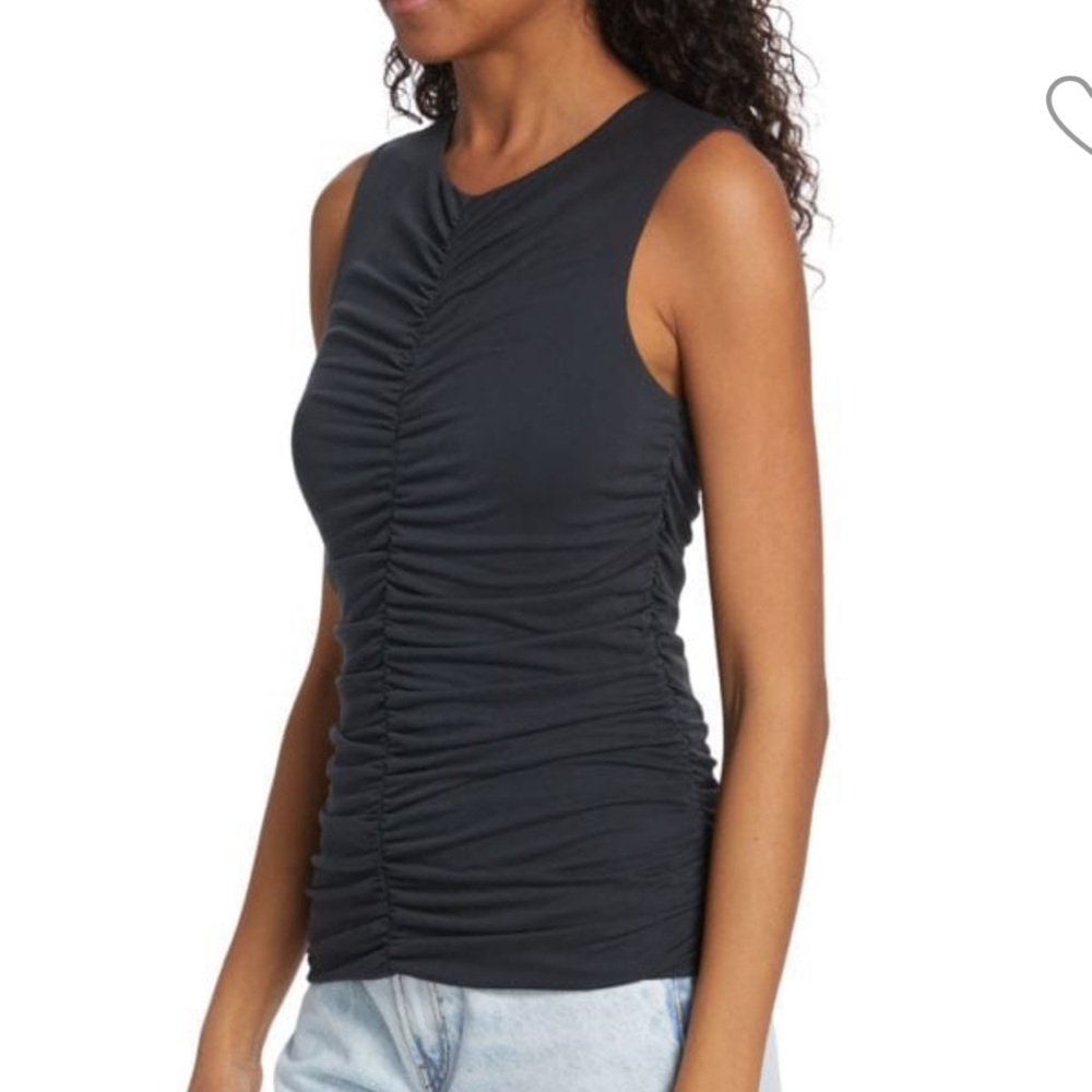 RAG & BONE Christy Ruched Black Tank Top. Women’s Size: L.